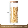 1750mL tall cylindrical glass food jar with airtight bamboo lid, 10cm x 25cm size - 1750ml / Replacement Bamboo Lid / 10cm*25cm