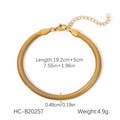 Macro view of golden stainless steel snake chain bracelet with size measurements - Gold Metal Snake Chain Bracelet (HC-B20257)