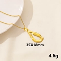 Golden irregular hollow teardrop pendant necklace 35x18mm with fine chain detail - Irregular Beaded Hollow / Gold