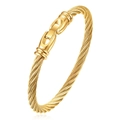 Bracciale a cavo intrecciato dorato con chiusura a ferro di cavallo in acciaio - Oro