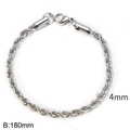 Stijlvolle 4mm zilveren koordarmband van roestvrij staal met karabijnsluiting 180mm - 18cm / 4mm Staalkleur