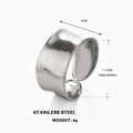 Anillo ancho ajustable de acero inoxidable plateado con textura martillada - Apertura ancha ajustable / Color Acero