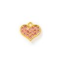 Pendente a cuore in metallo dorato con strass rosa incastonati e un gancio superiore - Oro e Rosa