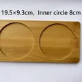 Bamboo tray with two 8cm grooves for succulent pots, dimensions 19.5cm x 9.3cm - Rectangular Shape With Two Holes Measuring 19.5 X 9.3 Mm With An Inner Hole Of 8 Mm.