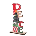 Décoration de table PEACE en bois pour Noël avec pois rouges et carreaux verts - Style PEACE