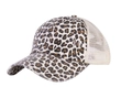 Berretto da baseball a coda di cavallo con stampa leopardata e rete beige sul retro - Leopardo Piccolo Beige