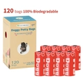 Eco-friendly biodegradable lavender scented dog poop bags 120 count with packaging - Red 8 Rolls (1.5 Mil)