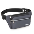 Waterproof dark gray sports fanny pack with multi-layer pockets and adjustable strap - Gray