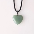 Pendentif en cœur en aventurine verte naturelle avec cordon tressé noir poli - Collier (Avec corde noire) / Aventurine Verte