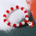 Christmas beaded bracelet with red and white pearls and golden Santa Claus charm - Santa Claus Charm Red White