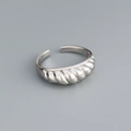 Polished S925 sterling silver croissant twist ring with adjustable open band design - Adjustable Open / White Gold