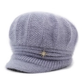 Gorra de punto de invierno para mujer en gris púrpura con adorno de estrella brillante - Talla única / Gris