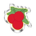 Macro view of holly leaf stainless steel cookie cutter with festive decorative visual - Holly Berries 7332