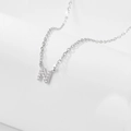 925 Sterling silver necklace featuring letter N pendant with pavé set cubic zirconia - N-Necklace-Silver