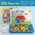 Kit puzzle a chiodini da 352 pezzi con cestino e tavoletta forata per bambini creativi - 352 Pezzi Chiodini a Fungo (In Scatola)