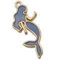 Ciondolo sirena blu con placcatura dorata e resina per creazione di gioielli DIY - Sirena / Blu grigio