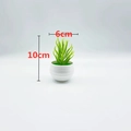 Mini artificial green succulent in a white textured pot for desktop decor, 10cm height - Small Bergamot