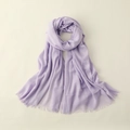 Light purple solid color cotton linen scarf with elegant fringe trim for women - 100*195CM / Light Purple