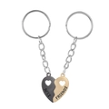 Magnetic heart-shaped BEST FRIENDS metal keychains in black and gold finish set - Black and Gold Pair