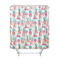 Polyester shower curtain featuring tropical watercolor pineapple and floral patterns - Small Pineapple