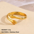 Adjustable 18K gold plated stainless steel hugging hands ring weighing 2.3g - 690 Hug Shape / Gold