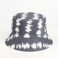 Close-up of canvas bucket hat featuring grey tie-dye pattern and reinforced brim stitching - M (56-58cm) / Grey/White