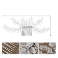 Detail view of silver bridal hair comb with acrylic crystal beads and dimensions - Silver HS-J6960S