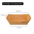 Barca n.º 5 de papel kraft para snacks, 229x159x88mm, bandeja ecológica para llevar - 250g Papel Kraft + 15g Recubrimiento PE / Tamaño No.5 Barco de Comida Grande