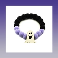 Elastic pet collar with black and purple pom-poms and a cute white ghost pendant - S (30cm) / Ghost