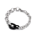 Chic irregular titanium steel bracelet with black resin links and lobster clasp - Silver-Black Splicing Style (KB150872-Z)