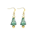 Christmas tree tassel hook earrings with green spiral coils and gold star pendant - Spiral Christmas Tree (EHMT-004HJ-J)
