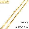 3.5mm golden stainless steel box chain necklace with lobster clasp, 500mm length - Gold 500mm x 3.5mm