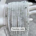 Natural Tianshan Jade round beads strand in light green and white with mineral spots - Abacus Bead 6*4mm Approx 85 Pcs