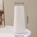 Minimalist white ceramic vase with vertical stripes, size 20cm height and 5.5cm caliber - Solid White - Guluo (20cm)