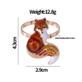 Enamel fox napkin ring with colorful rhinestones, 4.3x2.9cm metal decorative ring - Fox