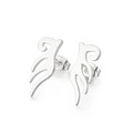 Minimalistische silberne Blatt-Ohrstecker in stromlinienförmigem Design für Damen - Stromlinienförmiger Abstrakter Stil (KLJ564-Z) / Silber