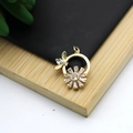 18K gold plated sunflower pendant featuring clear zircon inlay and delicate bee accents - Bee Flower Zirconia Style