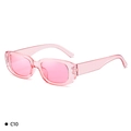 Stylish rectangular pink transparent jelly sunglasses in C10 color variant for women - C7 Transparent Pink Frame Pink Lens