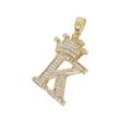 Golden crown letter K pendant necklace with micro-paved cubic zirconia crystals - Crown Letter K