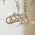 Sparkling gold Merry Christmas hanging sign 20cm x 10.5cm for holiday tree decoration - Sequined Letter Sign / Gold
