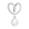 925 sterling silver heart-shaped beaded charm with a smooth white pearl drop pendant - 925 Silver / Beaded Edge Heart Tassel Pearl Bead