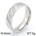 Silver titanium couple ring with triple row channel-set zircons, 6mm width, 5g weight - US 9 / Steel Color Men (KR41992-K)