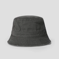 Detail view of washed cotton fabric texture and parallel stitching on a bucket hat brim - M (56-58cm) / Gray