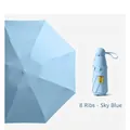 Sky blue 5-fold sun umbrella with 8 ribs and UPF50+ black glue sunscreen coating - Sky Blue (Plain Large)
