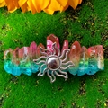 Bohemian 8cm crystal spring hair clip with rainbow natural stones and sun charm - Pink Green Crystal With Sun