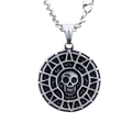 Colgante vintage de acero inoxidable con calavera azteca y acabado de moneda vieja - Colgante de Moneda de Calavera (B0403) / Color Acero (Sin Cadena)