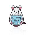 Pin's en émail avec une souris blanche qui pleure et un bocal bleu NO MORE TEAR - Style Hamster Dramatique (CC810)