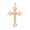 Gold plated copper cross pendant with sparkling zircon inlay for necklaces - Pendant 101-X2280 (Gold Pave Clear Stone Cross)