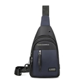 Men's navy blue and black sling bag with fashion tag and adjustable shoulder strap - Style 2 / Dark Blue