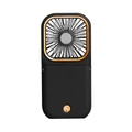 Portable black and gold mini handheld fan with power bank function and gold buttons - Foldable Stand Black